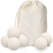 HAUNDRY Wool Dryer Balls - Pack of 6 - Natural Fabric Softener, Reusable, Reduce Wrinkles, Saves Drying Time. Anti Static Large Felted Wool Clothes Dryer Balls is a Better Alternative to Plastic Balls