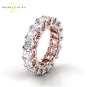 4.5ctw Asscher Diamond U-Shape Pave Set Eternity Band 14K Rose Gold (F-G/VS2)