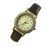 2 Pcs Vintage Elegant Women Oracle Pattern Leather Quartz Watch