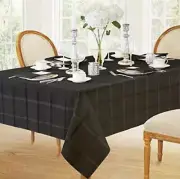 Elegance Plaid Fabric Tablecloth Contemporary Woven Solid Black Square 52x52 New