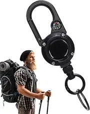 Extendable Keychain | Key Holder with Compass | Key Ring, Portable Keychain, Carabiner Key Chain for Hiking, Camping, Mountaineering