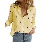 Womens Cotton Linen Plain Blouse Tops Ladies Baggy Long Sleeve T-Shirt