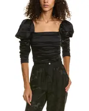 alice + olivia Katrice Silk-Blend Top
