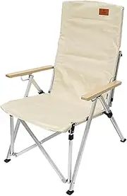 WILDERNEX Folding Camping Chair, High Back Reclining, 330 lbs Capacity, Portable Outdoor Chair with Storage Bag, Off-White