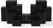 Thyle 12 Pcs Jewelry Acrylic Risers Square Cube Display Nesting Risers Figure Stand with Hollow Bottoms Display Stand Shelf for Cosmetics Food Collectibles Perfume, 6 Sizes (Black)