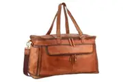 Pierre Cardin Burnished Leather Multi-Compartment Overnight Bag - Cognac