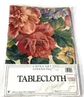 China Art Linens Floral Tablecloth 60x84 Oval Cotton/Poly Made in USA New in Pkg