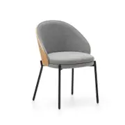 Eamy light grey chair in an ash wood veneer with a natural finish and black metal