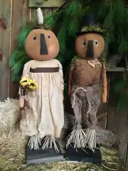 NEW!! Beautiful Primitive Farmhouse Autumn Halloween Large BOY/GIRL Pumpkin Doll