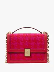 Deco Houndstooth Chenille Chain Shoulder Bag