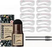 Eyebrow Stamp Stencil Kit One Step Brow Stamp Shaping Kit Stamp on Eyebrows Eyebrow Definer Long Lasting Eyebrow Stamp with 10 Reusable Eyebrow Stencils