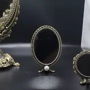 Handheld mirror antique with stand double folding makeup mirror - Made in Korea!