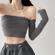 Plain Tube Top with Arm Warmers Black - S