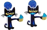[ChungLong0593] Funny blue kitten cartoon stud earrings Kitten ice cream acrylic stud earrings Back to School Gifts