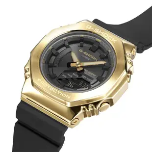 【CASIO 卡西歐】G-SHOCK WOMEN 農家橡樹 時尚黑金八角雙顯腕錶 母親節 禮物(GM-S2100GB-1A)