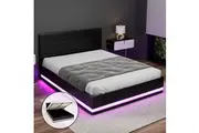 Artiss Bed Frame Double Size LED Gas Lift Black LUMI
