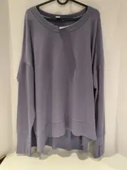 Athleta Coaster Luxe Sweatshirt Soft Serendipity Blue Women's Size XL