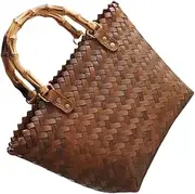 [TINEASUR] Woven Tote Beach Bags for Women Woven Bag Shoulder Handbag Rattan Handbag Farmhouse Flower Basket Tote Bag for Walking Woven Crossbody Bag Straw Women's High Capacity Bamboo Handle