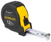 3.7m Yellow Tape Measure SpeedMark Easy Grip Rubber Jacket Fractional Graduat...