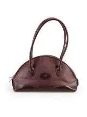 Vintage Burgundy Scotchgrain Breton Leather Aigner Half-Moon Shoulder Bag