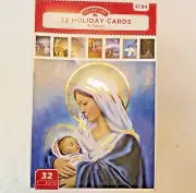 Vtg Christmas Cards Religious Mary Jesus Peace Angel Paper Magic 32 Assorted NEW