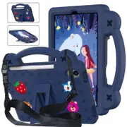 Catzon Strawberry iPad Mini 6 Case 8.3 Inch Shockproof Cover with Handle Band Shoulder Strap-NavyBlue