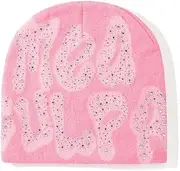 [JDFHFGB] Y2k Beanie Hats, Pink Bling MEA Culpa Graphic Beanies Designs,Streetwear Headwear Skull Cap for Men and Women, Soft Knitted Hat Crochet Hat for Winter