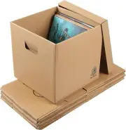 Set of 4 Boxes 12-inch Vinyl Record Storage and Moving Boxes. Holds up to 60 EA