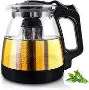 Vegena Glass Teapot 2000 ml, Teapot with Strainer Insert, Clear Glass Teapot for Loose Tea, Coffee