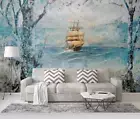 3D Ocean Sailboat Wallpaper Wall Mural Removable Self-adhesive 952
