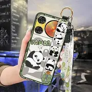 Phone Case Compatible with ZTE Nubia Music2, Waterproof Cute Anti-Knock Ring Wrist Strap Silicone Panda Shockproof Back Cover Dirt-Resistant