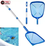 Pool Skimmer Net with 17.5-35” Telescopic Pole, 3 Section Pole, Fine Mesh Net fo
