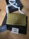 Saint Laurent Cassandre Wallet On Chain In Olive New With Tags