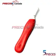 SET OF 5 SCALPEL HANDLE #4 RED SURGICAL DERMAL PODIATRY INSTRUMENT