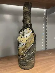 Altered Steampunk Wine Bottle Zippered Keys