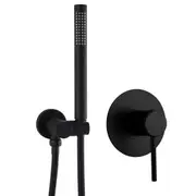 ACA Bathroom Brass Round Handheld Shower Head On Holder Wall Connector 1.5m SUS Hose with Mixer Tap Black