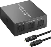 3 Port Toslink Splitter Audio Splitter 1 in 3 Out Digital Optical Audio Splitter Support LPCM 2.0 DTS Dolby Digital for PS4 DVD HDTV Blue-Ray Ect