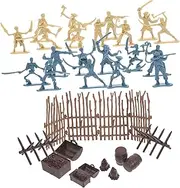 HEALSOPTHY 1 Set Pirate Model Set Skeleton Warrior Figures for Halloween Cosplay and Role Play Plastic Pirate Figurines Treasure Chest Decorations