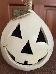 Meadowbrooke Gourds Jack O Lantern Smiling White Ghost Halloween Gourd 9”