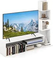 Giantex Cube TV Stand for TVs up to 50”, Media Console Table with L-Shaped Storage Shelves & Open Compartments, Entertainment Center for Living Room, Bedroom, Entryway (White)