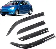 Black Tinted Car Side Window Visor Guard Vent Awnings Shelters Rain Guard Door Ventvisor Compatible with Mitsubishi Mirage 1992-2016 Auto(Compatible with 97-01 Sedan)