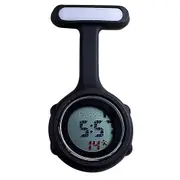 1pc Digital Display Dial Clip-on Fob Nurse Brooch Pin Hang Pocket Electric Watch Black