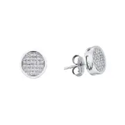 14k White Gold Round Diamond Circle Cluster Earrings 1/3 Cttw