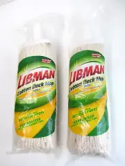 Libman Cotton Deck Mop Refill 2 Packs Cleans Vinyl Ceramic Tile Stone F