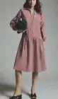 Anthropologie Mauve Button Front Taffeta Dress Size Medium NWT $160