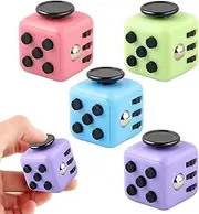Anti-Stress Cube Toy, Pack of 4, Anti-Stress Cube with 6 Sides Function, Fidget Toy Cube for Children and Adults, Stress Relief for Nervousness