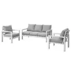 Coogee 5 Seater Patio Lounge Set White Aluminium Outdoor Sofa with Light Grey Cu