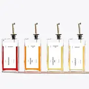 Aping Olive Oil Dispenser Bottle for Kitchen, 16.9 oz/ 500 ml Cooking Oil Dispenser, Oil and Vinegar Dispenser Bottle Set, Glass Oil Container,Coffee Syrup Dispenser (Gold, Set of 4)