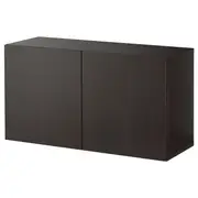 BESTÅ wall-mounted cabinet combination, black-brown/Lappviken, 120x42x64 cm