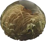 Grass And Dove Print Various Activities Shower Cap Reusable Soft And Lightweight Bath Hair Cap Long Hair